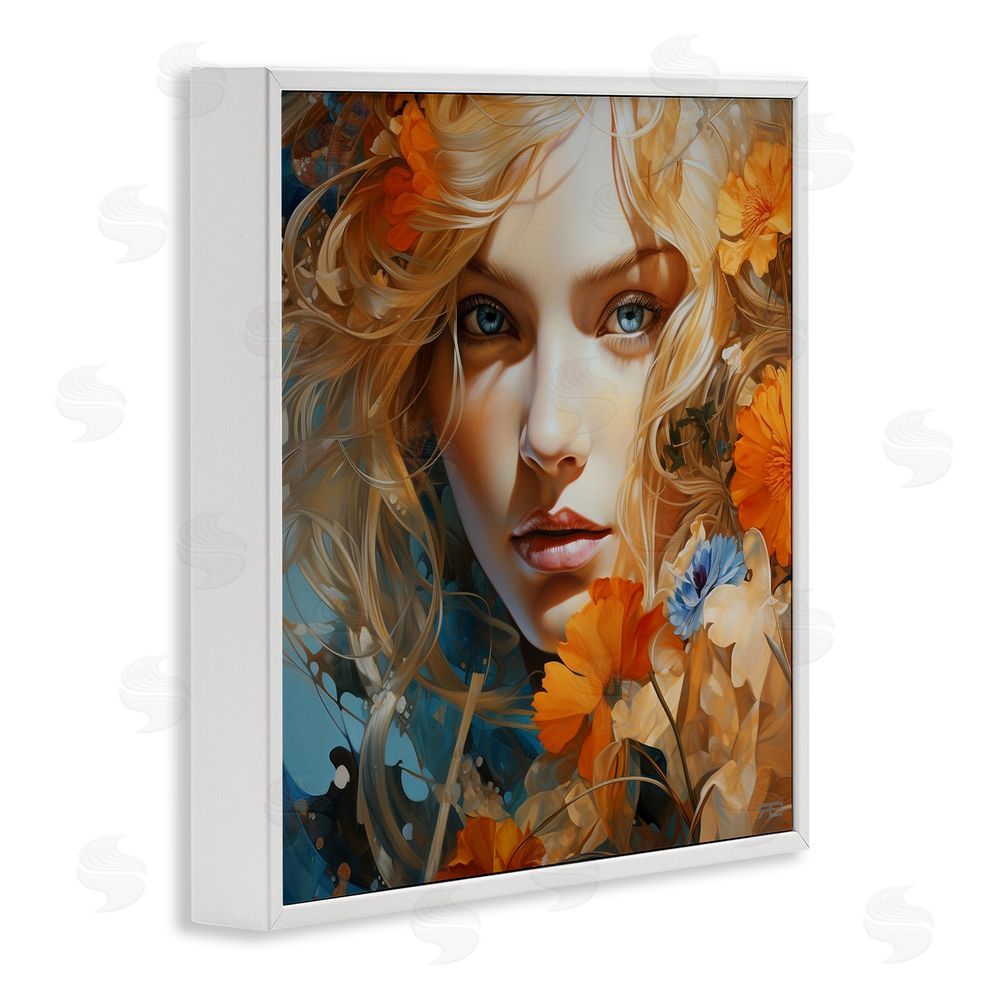 RB Expressive Flower Portrait White Framed Glicee Wall Art Print