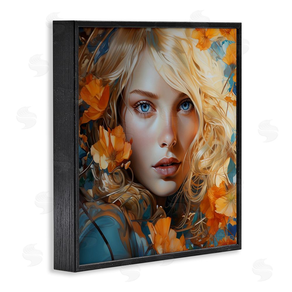 RB Woman with Blue Gaze Black Framed Glicee Wall Art Print
