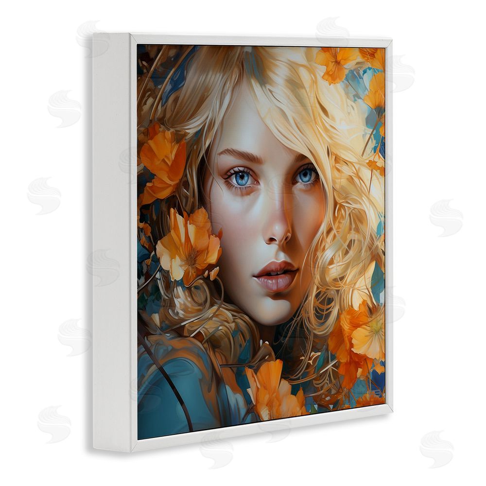 RB Woman with Blue Gaze White Framed Glicee Wall Art Print