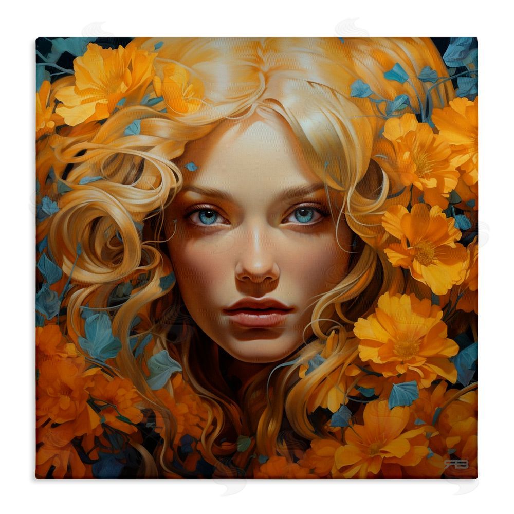 RB Woman with Intense Gaze Stretched Canvas Wall Art Print