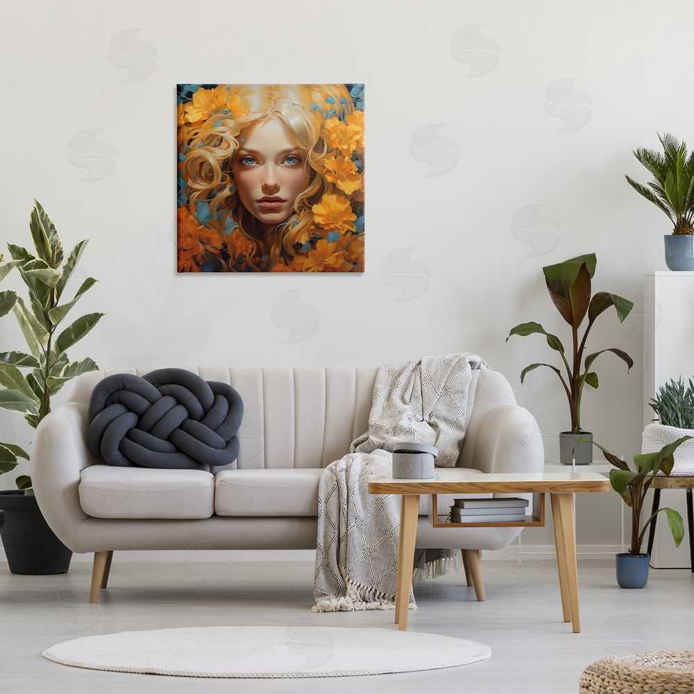 RB Woman with Intense Gaze Canvas Wall Art in Room