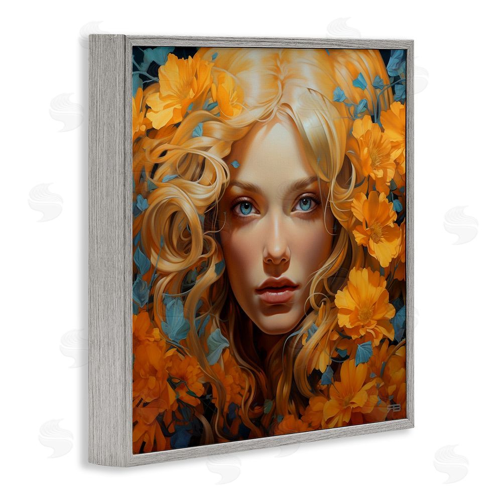 RB Woman with Intense Gaze Gray Framed Glicee Wall Art Print