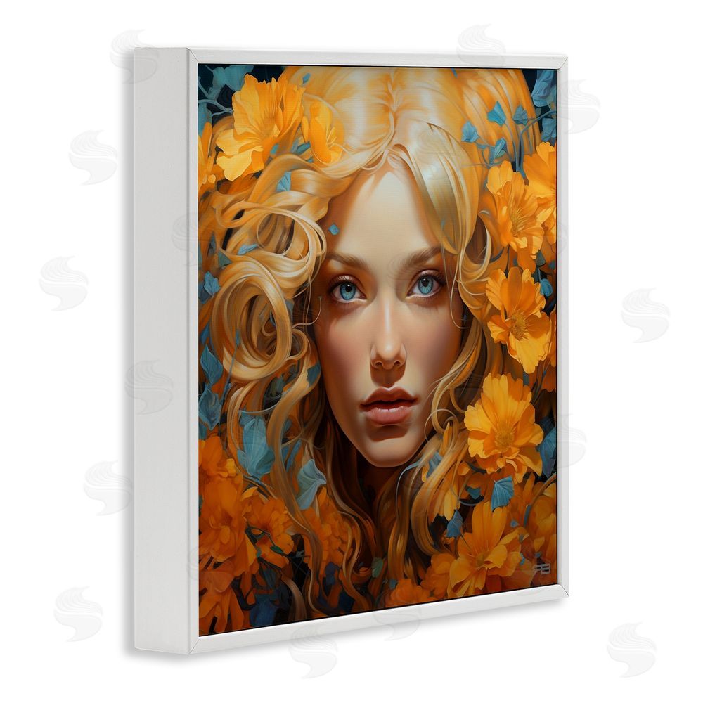 RB Woman with Intense Gaze White Framed Glicee Wall Art Print