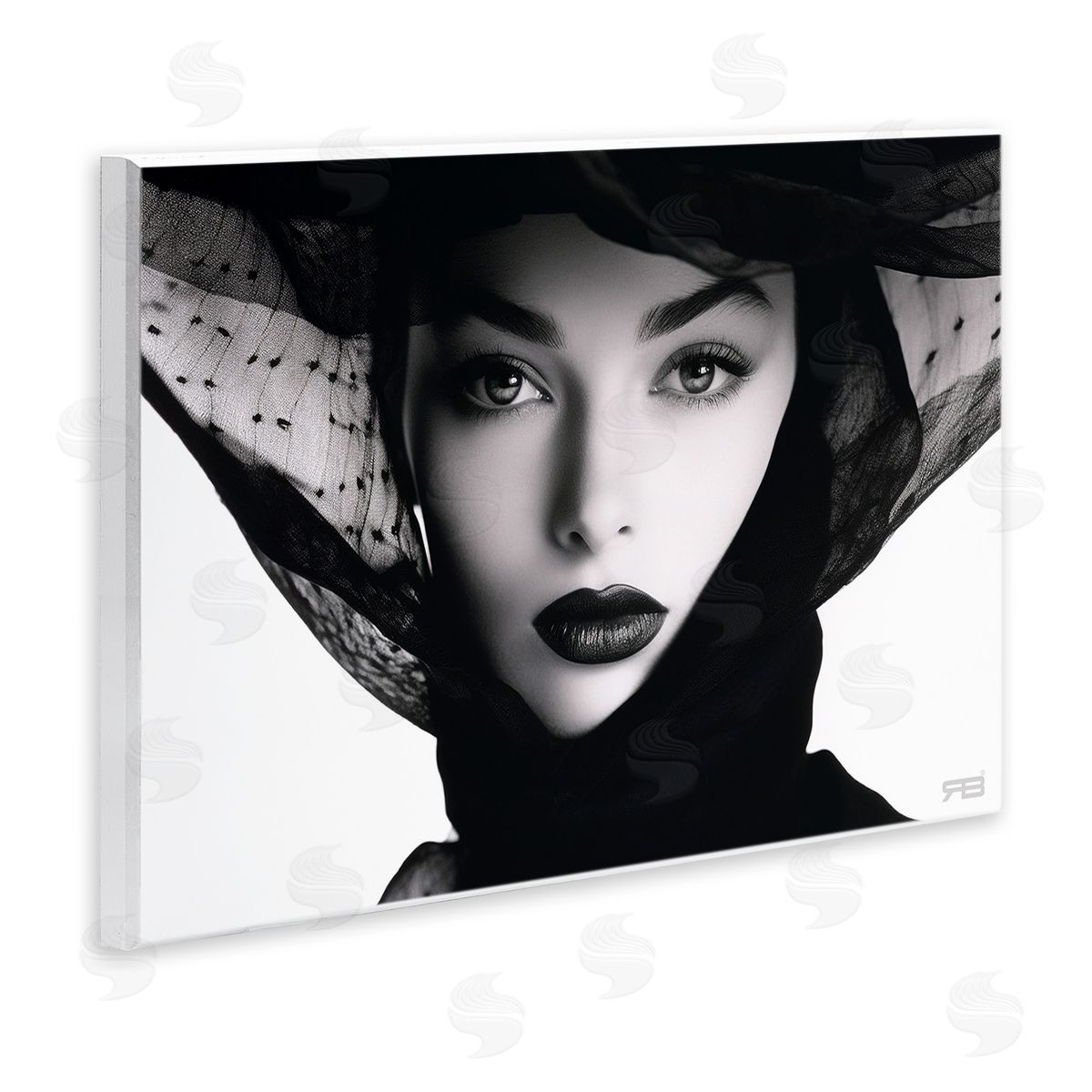 RB Woman with Black Veil Wooden Wall Plaque Art Print