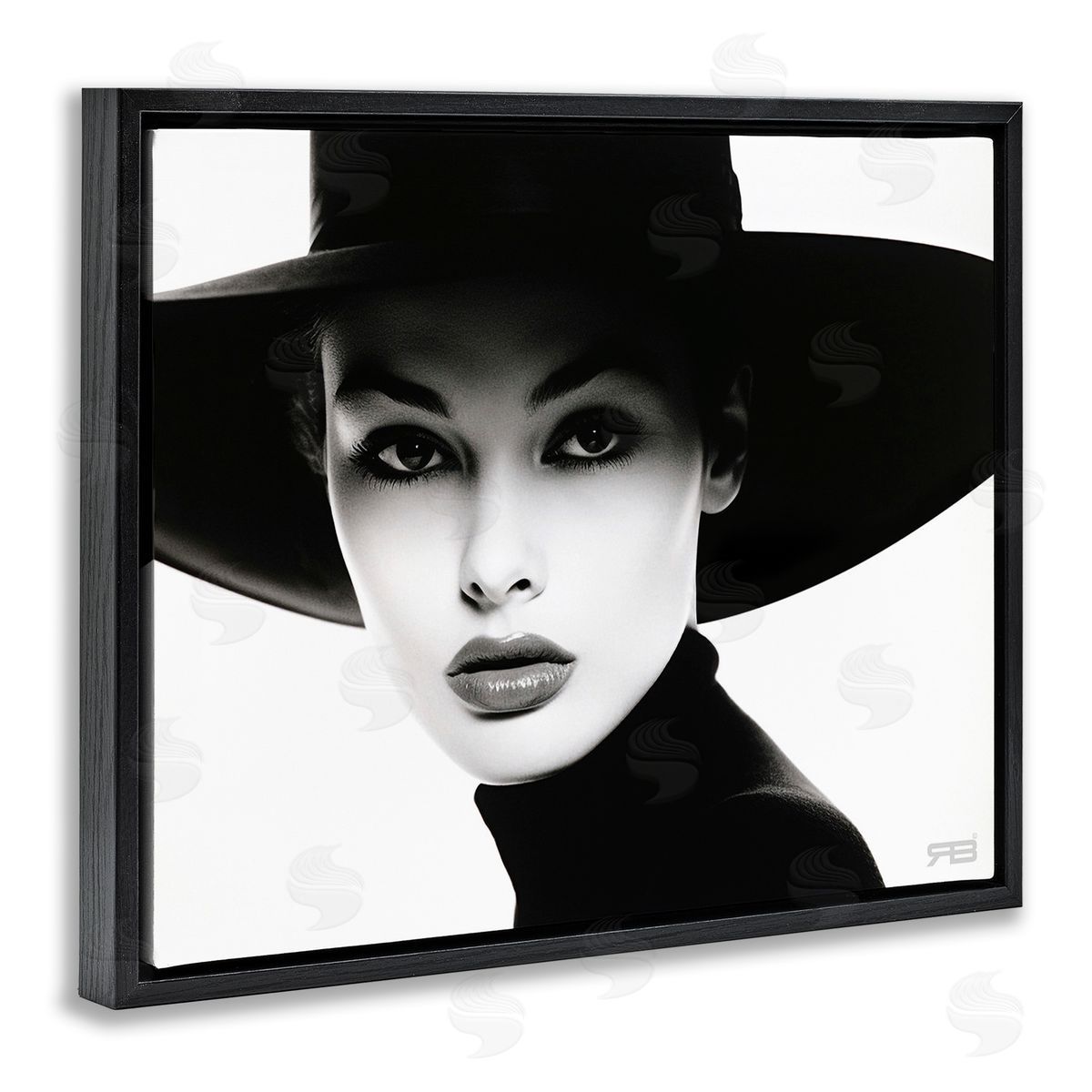 RB Female Fashion Portrait Black Floating Frame Canvas Wall Art Print