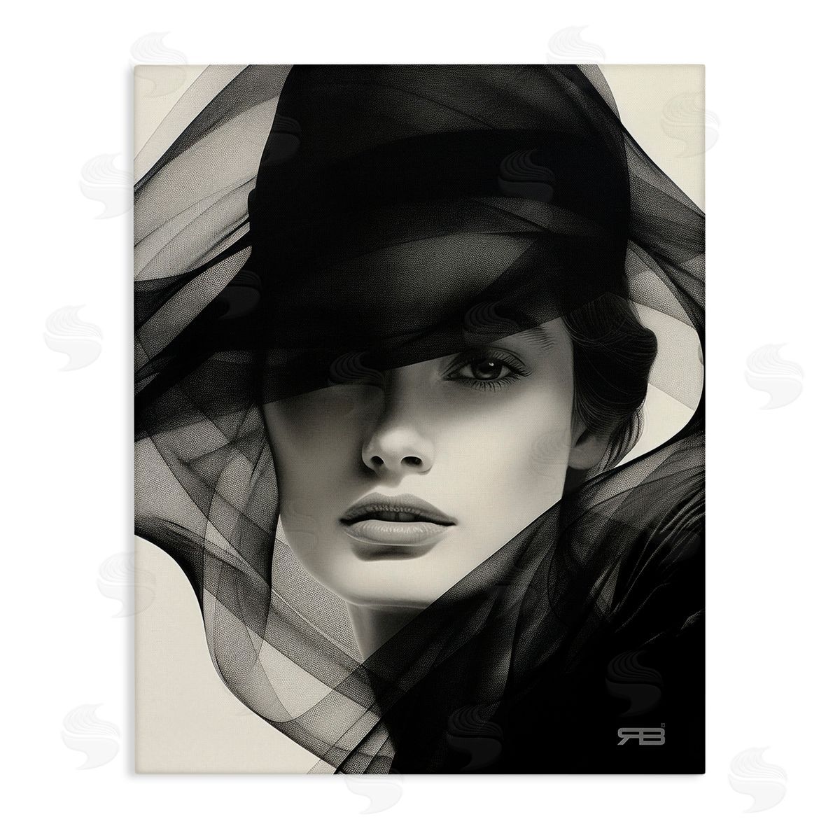 RB Woman with Swirling Hat Canvas Wall Art Print