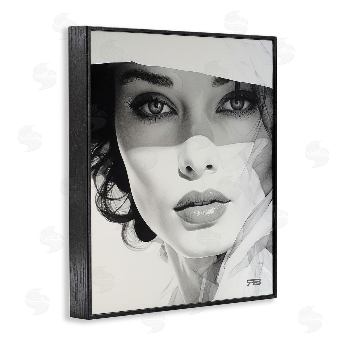 RB Close Up Fashion Portrait Black Framed Giclee Wall Art Print