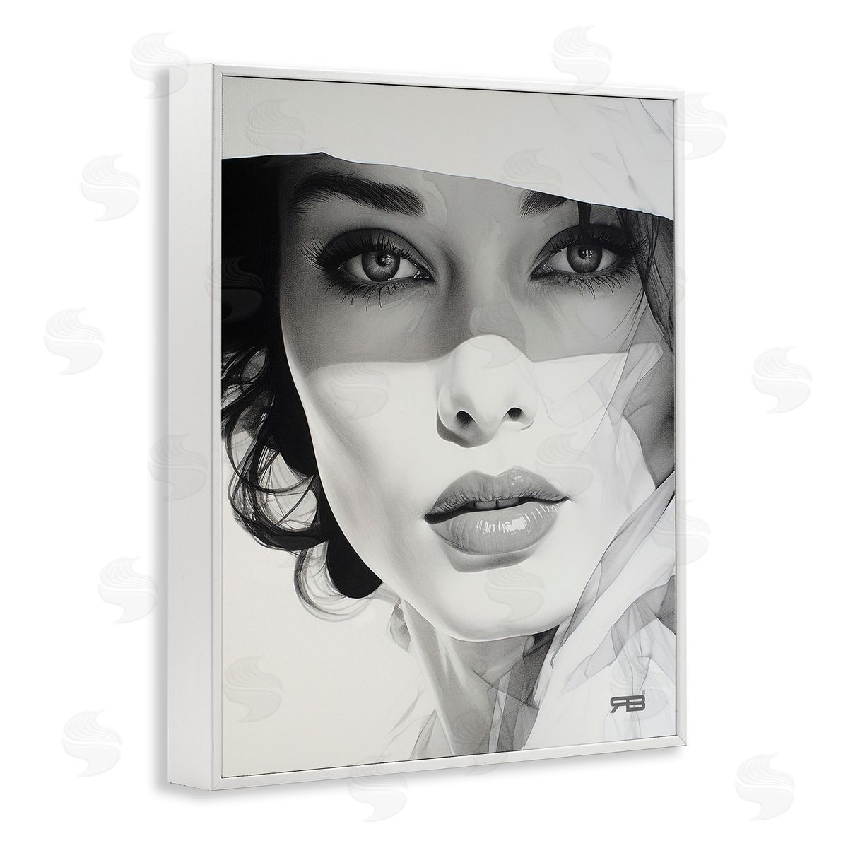 RB Close Up Fashion Portrait White Framed Giclee Wall Art Print