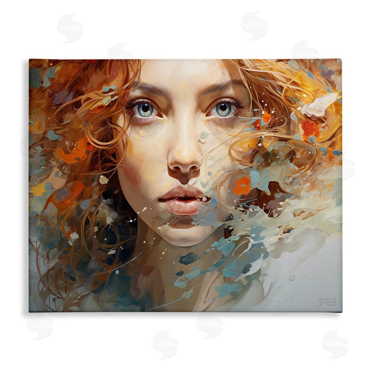 RB Abstract Splatter Portrait Canvas Wall Art Print