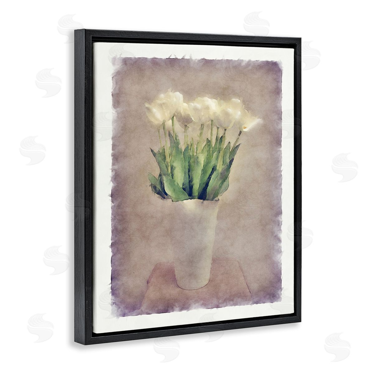 Noah Bay Abstract Garden Tulips Black Floating Frame Canvas Wall Art Print