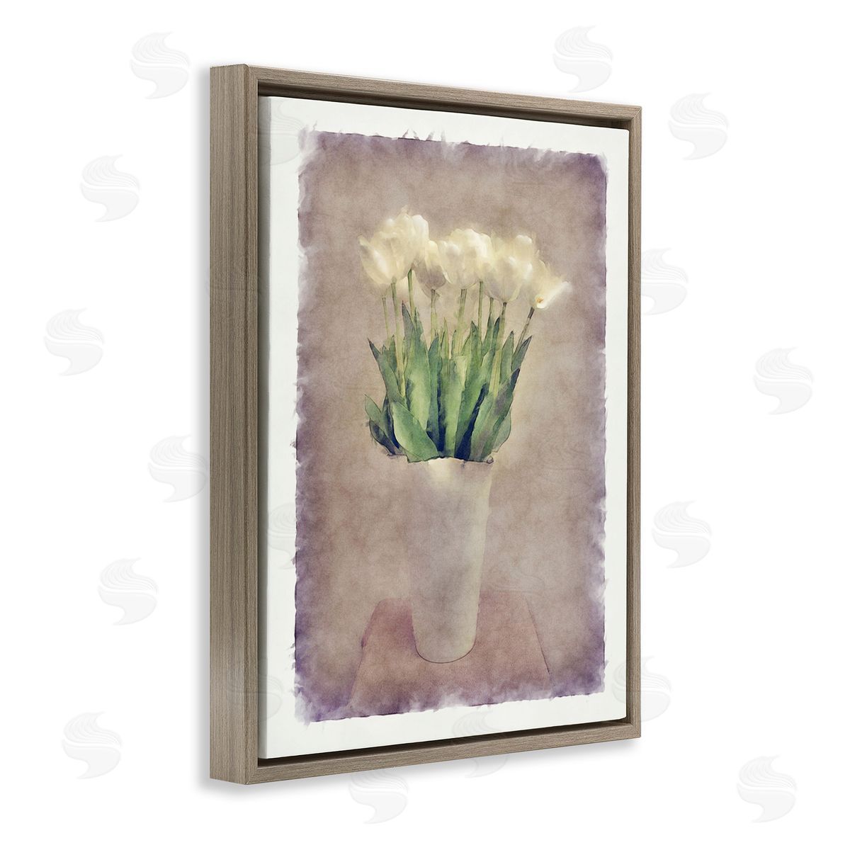 Noah Bay Abstract Garden Tulips Brown Floating Frame Canvas Wall Art Print
