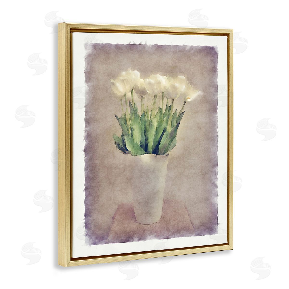 Noah Bay Abstract Garden Tulips Gold Floating Frame Canvas Wall Art Print