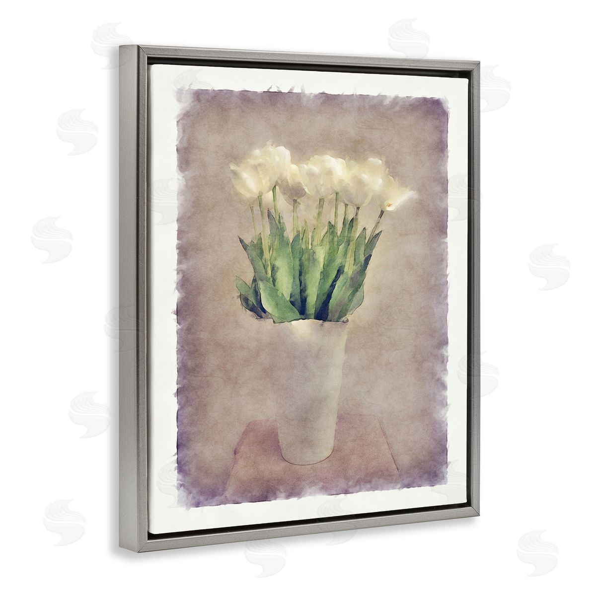 Noah Bay Abstract Garden Tulips Gray Floating Frame Canvas Wall Art Print