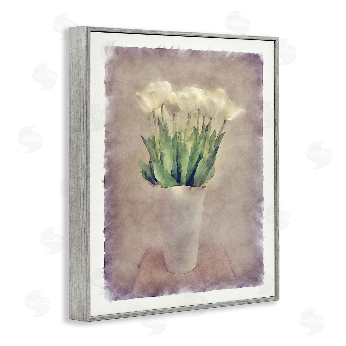 Noah Bay Abstract Garden Tulips Gray Framed Giclee Wall Art Print