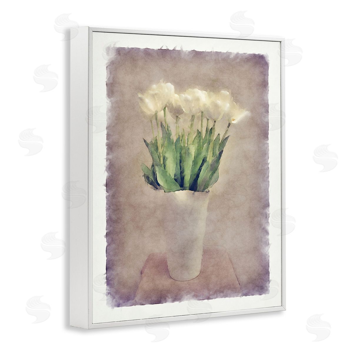 Noah Bay Abstract Garden Tulips White Framed Giclee Wall Art Print