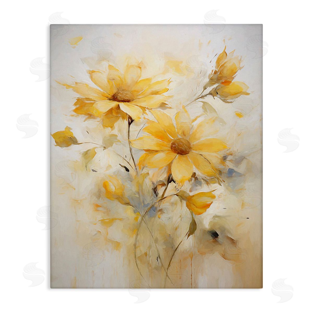 Ramona Murdock Abstract Daisy Sprigs Canvas Wall Art Print