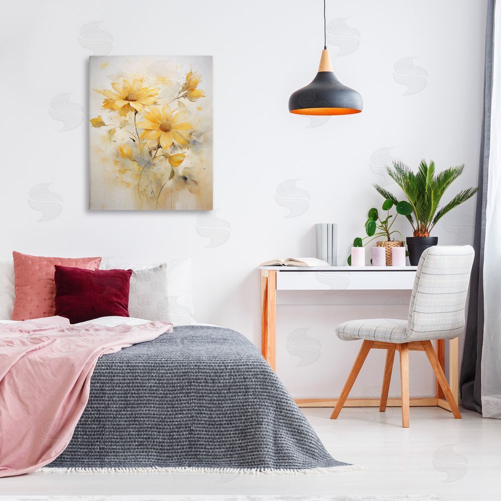 Ramona Murdock Abstract Daisy Sprigs Canvas Wall Art Print in Room