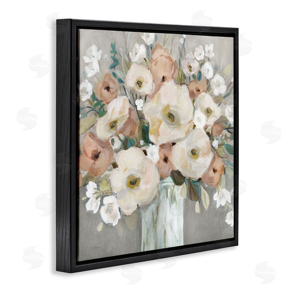 Carol Robinson Mixed Spring Bouquet Black Floating Frame Canvas Wall Art Print
