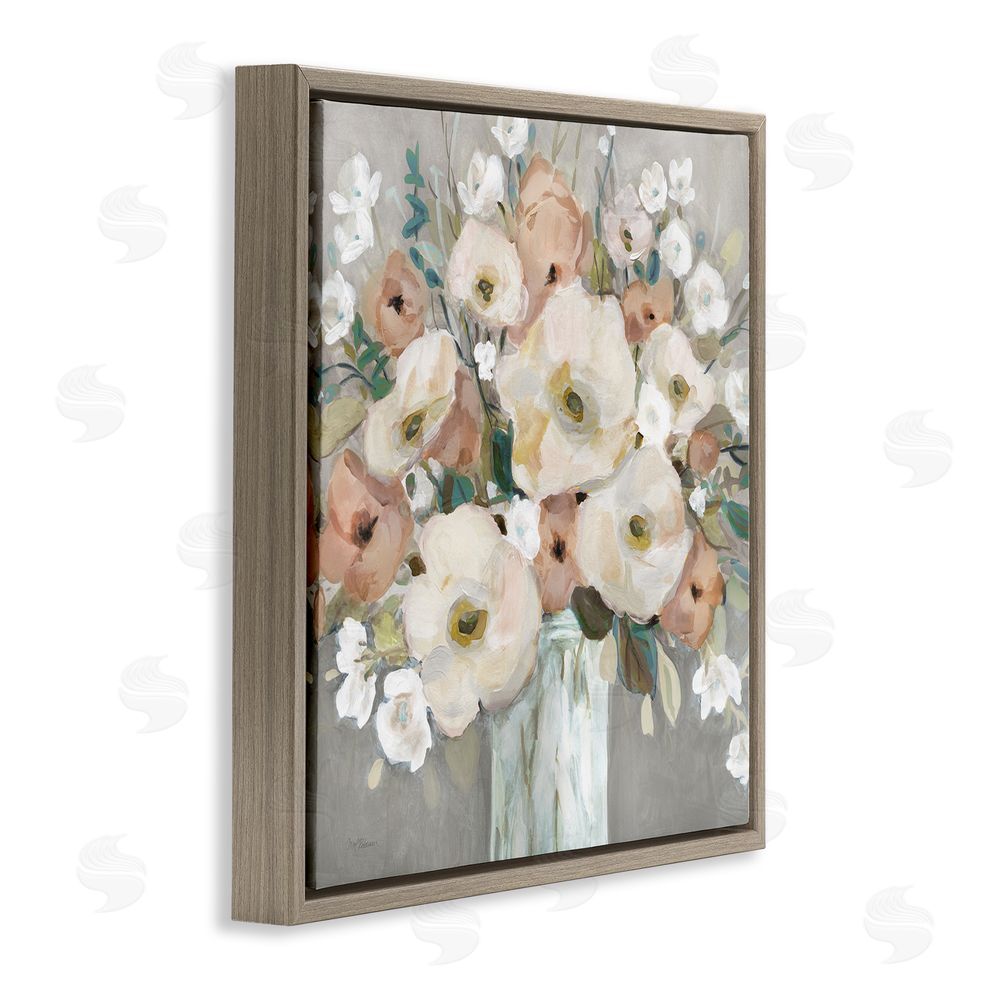 Carol Robinson Mixed Spring Bouquet Brown Floating Frame Canvas Wall Art Print