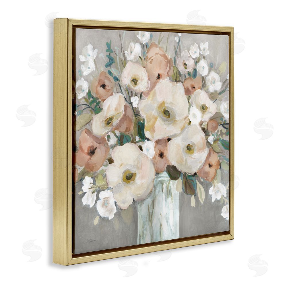 Carol Robinson Mixed Spring Bouquet Gold Floating Frame Canvas Wall Art Print