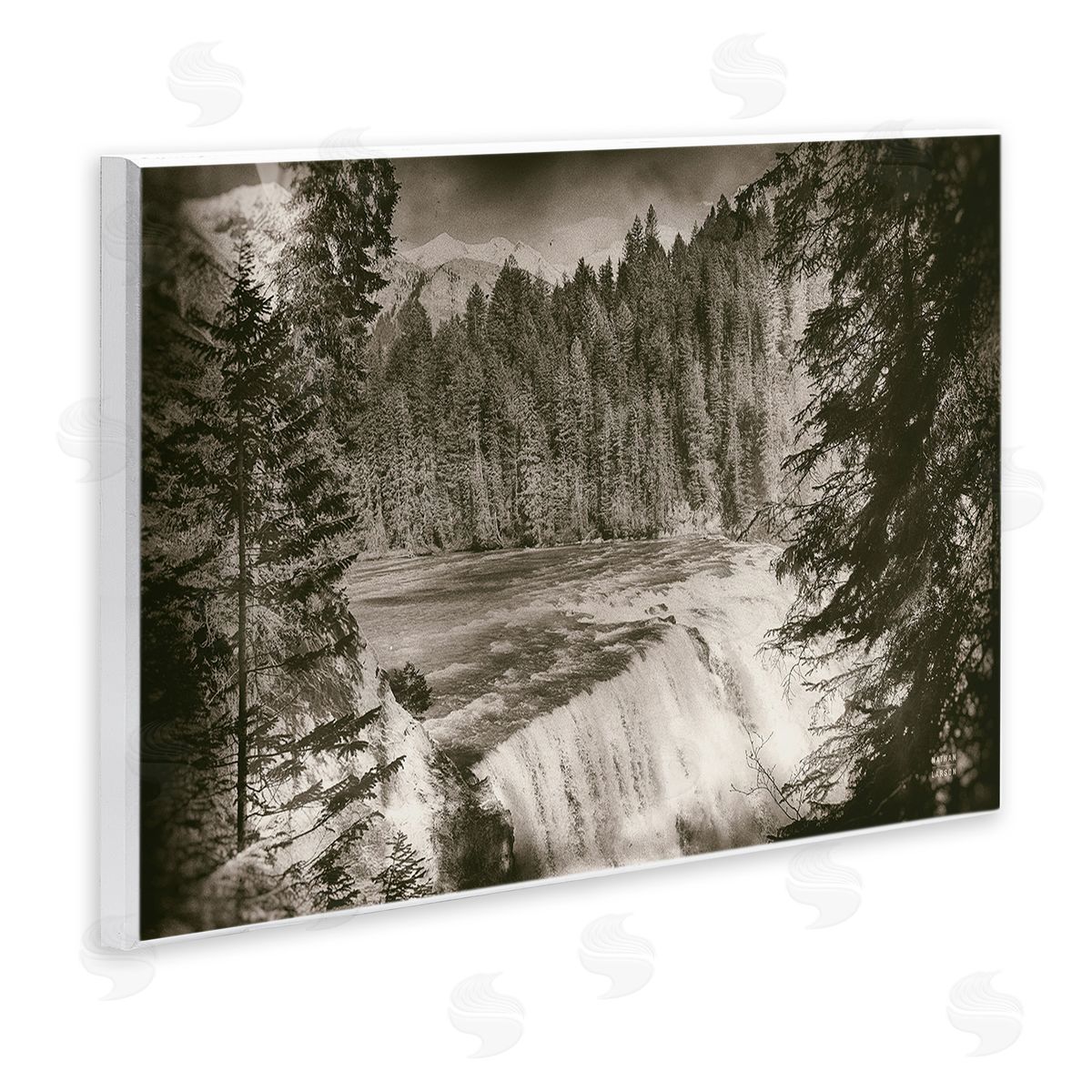 Nathan Larson Woodland Waterfall Photography Wooden Wall Plaque Art Print