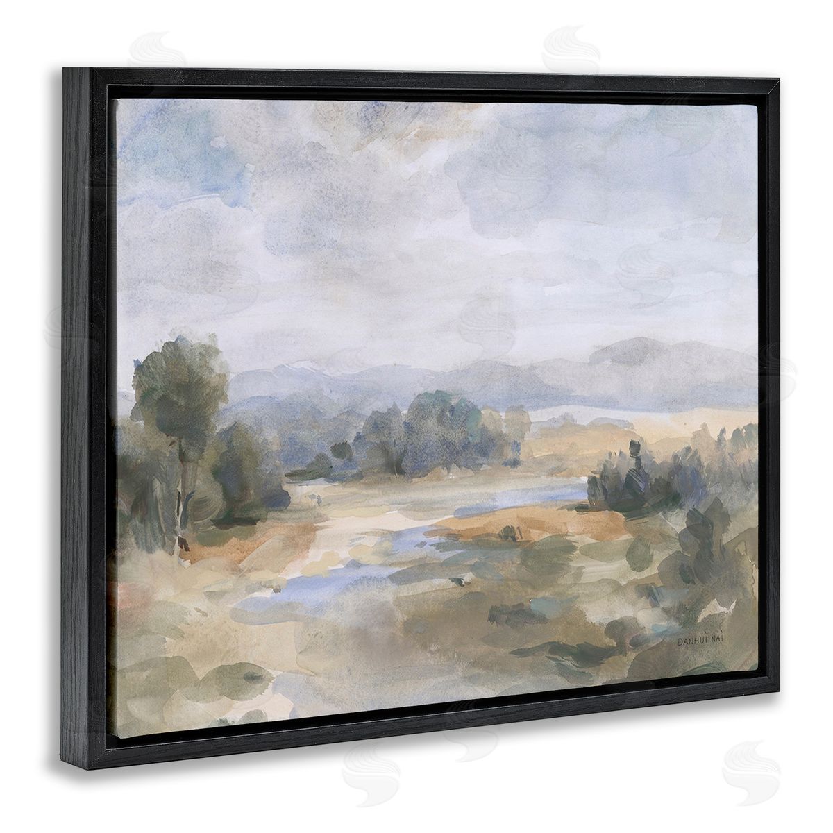 Danhui Nai Abstract Stream & Clouds Black Floating Frame Canvas Wall Art Print