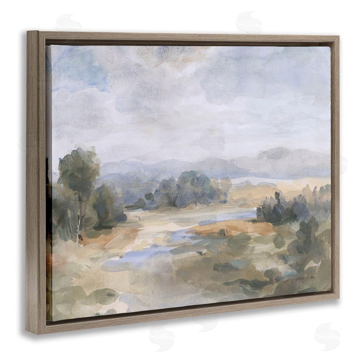 Danhui Nai Abstract Stream & Clouds Brown Floating Frame Canvas Wall Art Print