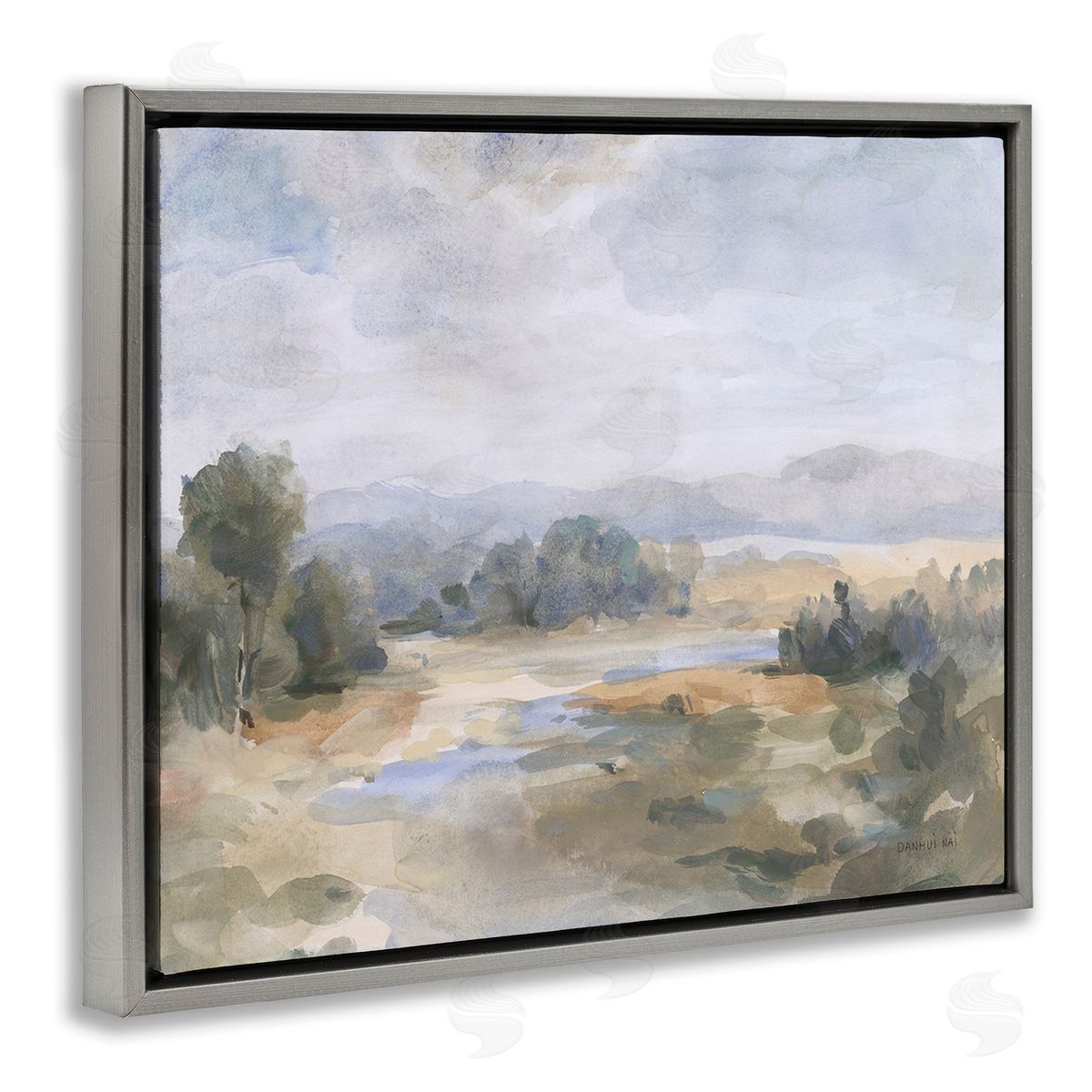Danhui Nai Abstract Stream & Clouds Gray Floating Frame Canvas Wall Art Print