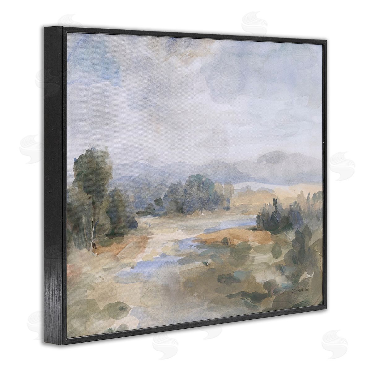 Danhui Nai Abstract Stream & Clouds Black Framed Giclee Wall Art Print
