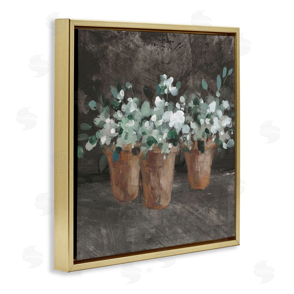 Danhui Nai Garden Plants in Terracotta Gold Floating Frame Canvas Wall Art Print