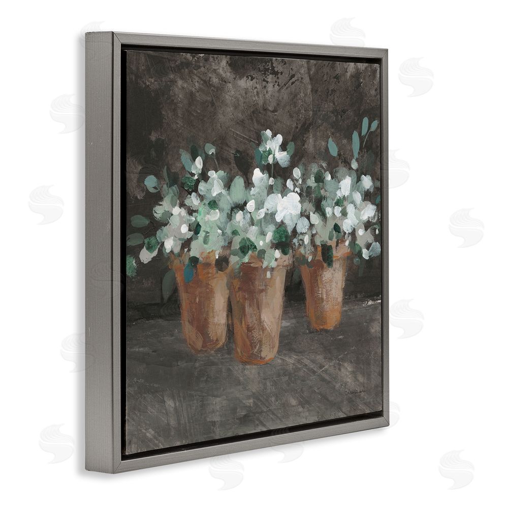 Danhui Nai Garden Plants in Terracotta Gray Floating Frame Canvas Wall Art Print