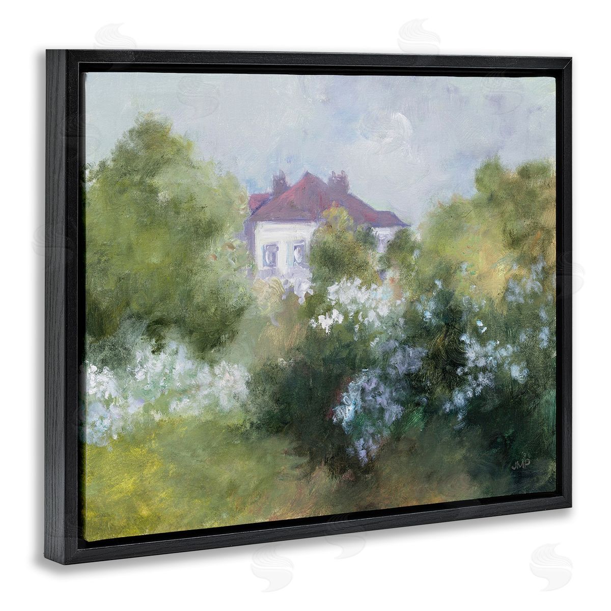 Julia Purinton Garden Cottage Villa Black Floating Frame Canvas Wall Art Print