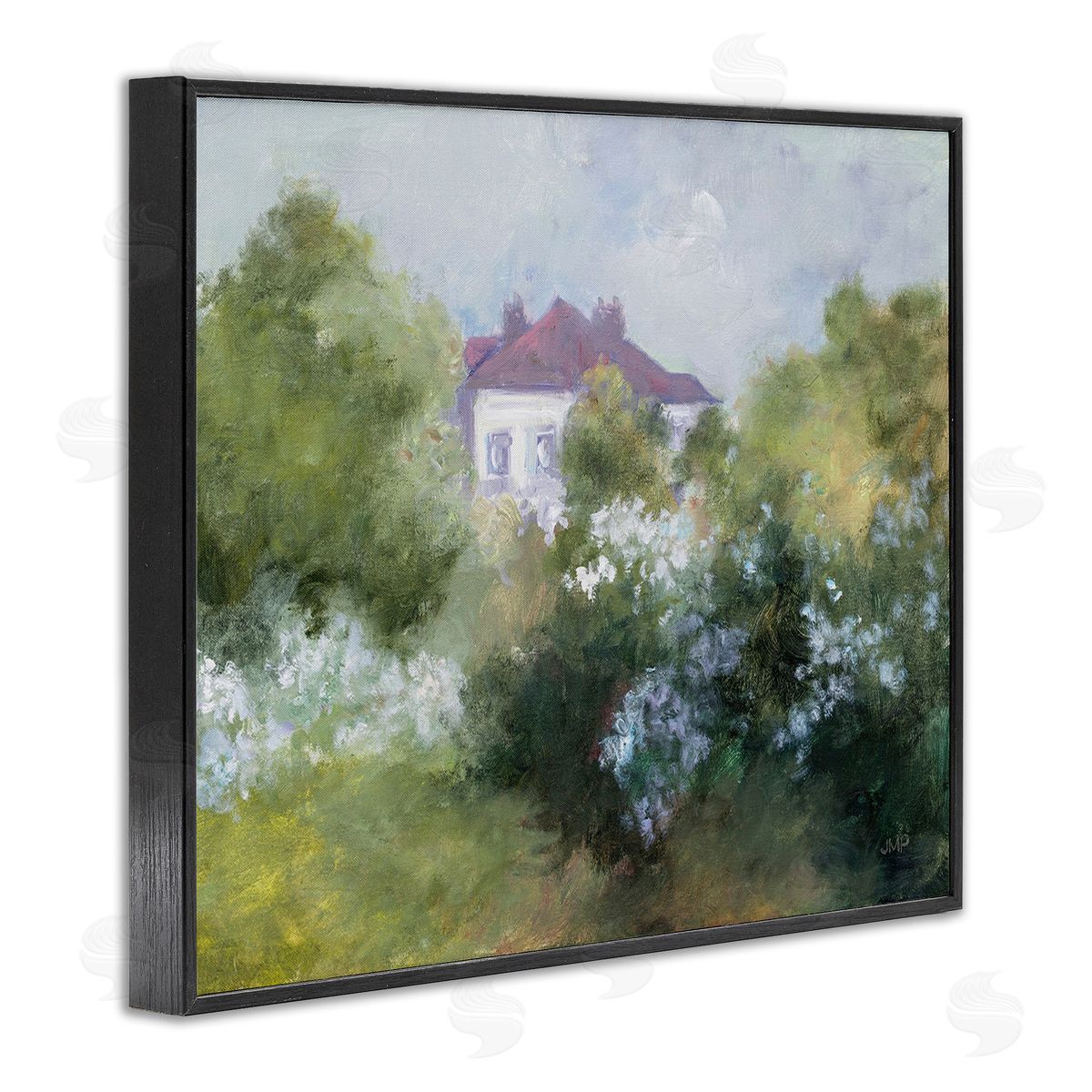 Julia Purinton Garden Cottage Villa Black Framed Giclee Wall Art Print