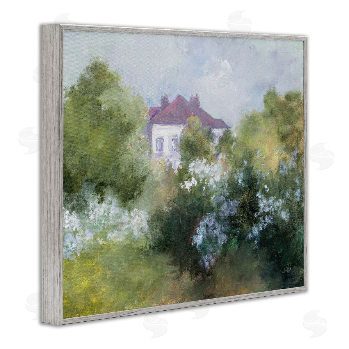 Julia Purinton Garden Cottage Villa Gray Framed Giclee Wall Art Print