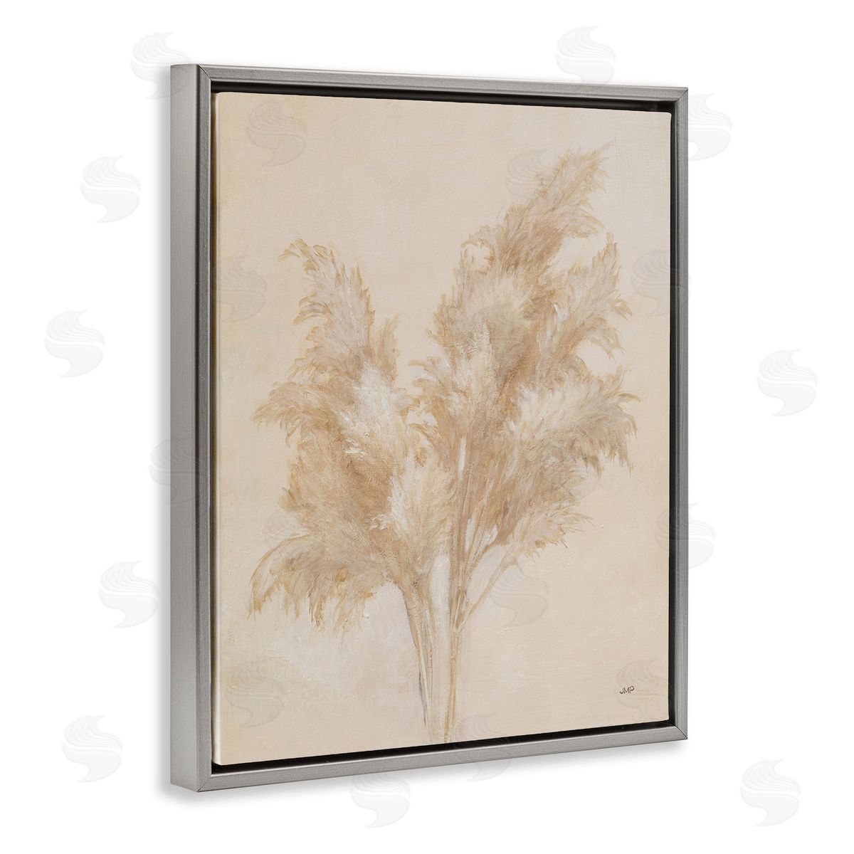 Julia Purinton Traditional Reeds Study Gray Floating Frame Canvas Wall Art Print