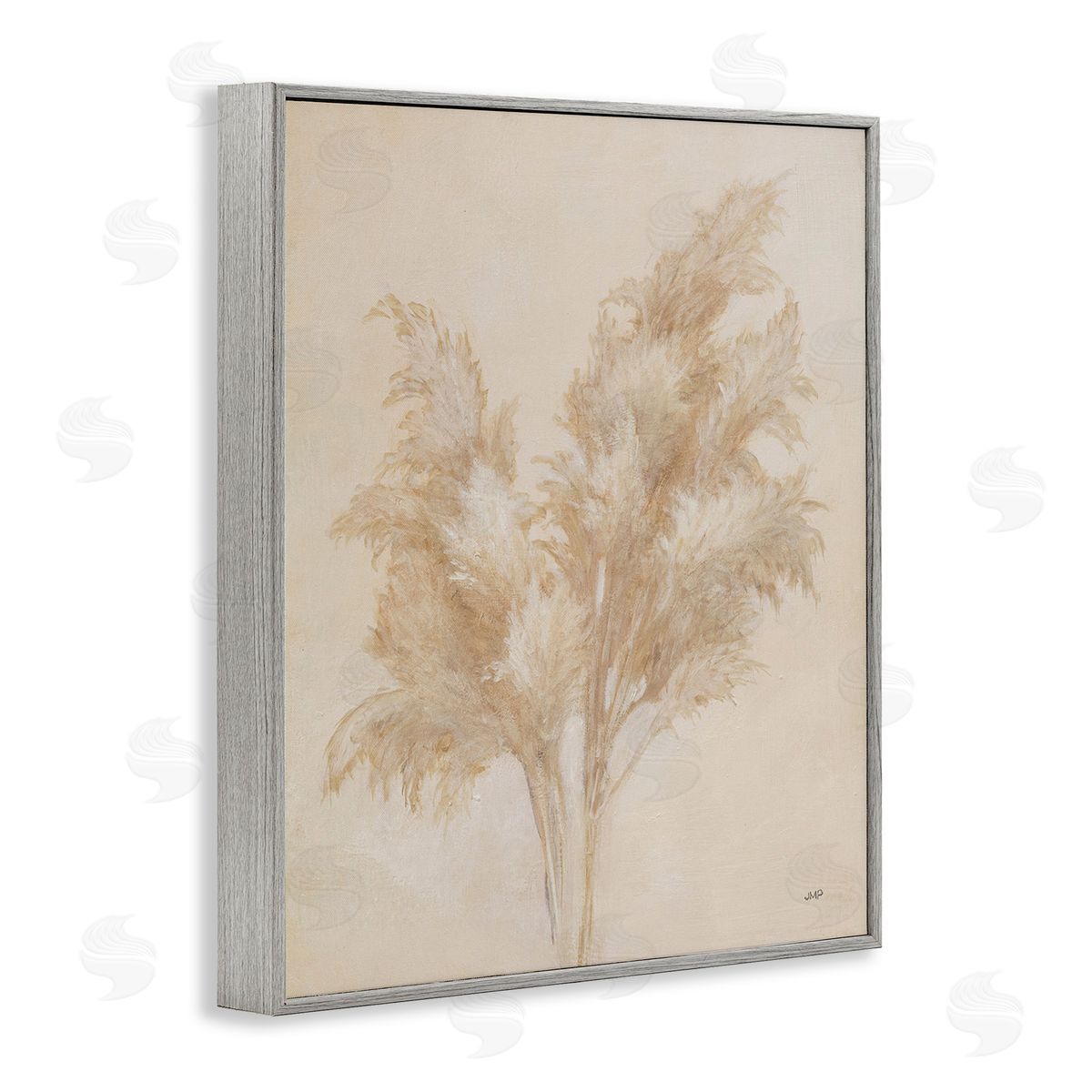 Julia Purinton Traditional Reeds Study Gray Framed Giclee Wall Art Print