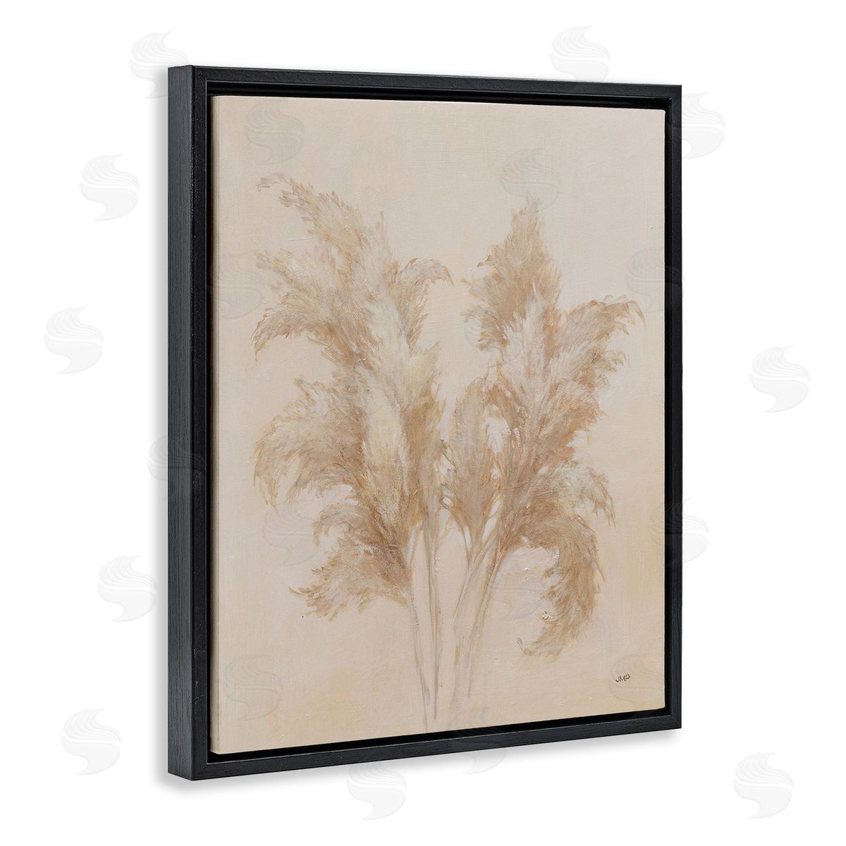 Julia Purinton Traditional Pampas Grass Black Floating Frame Canvas Wall Art Print
