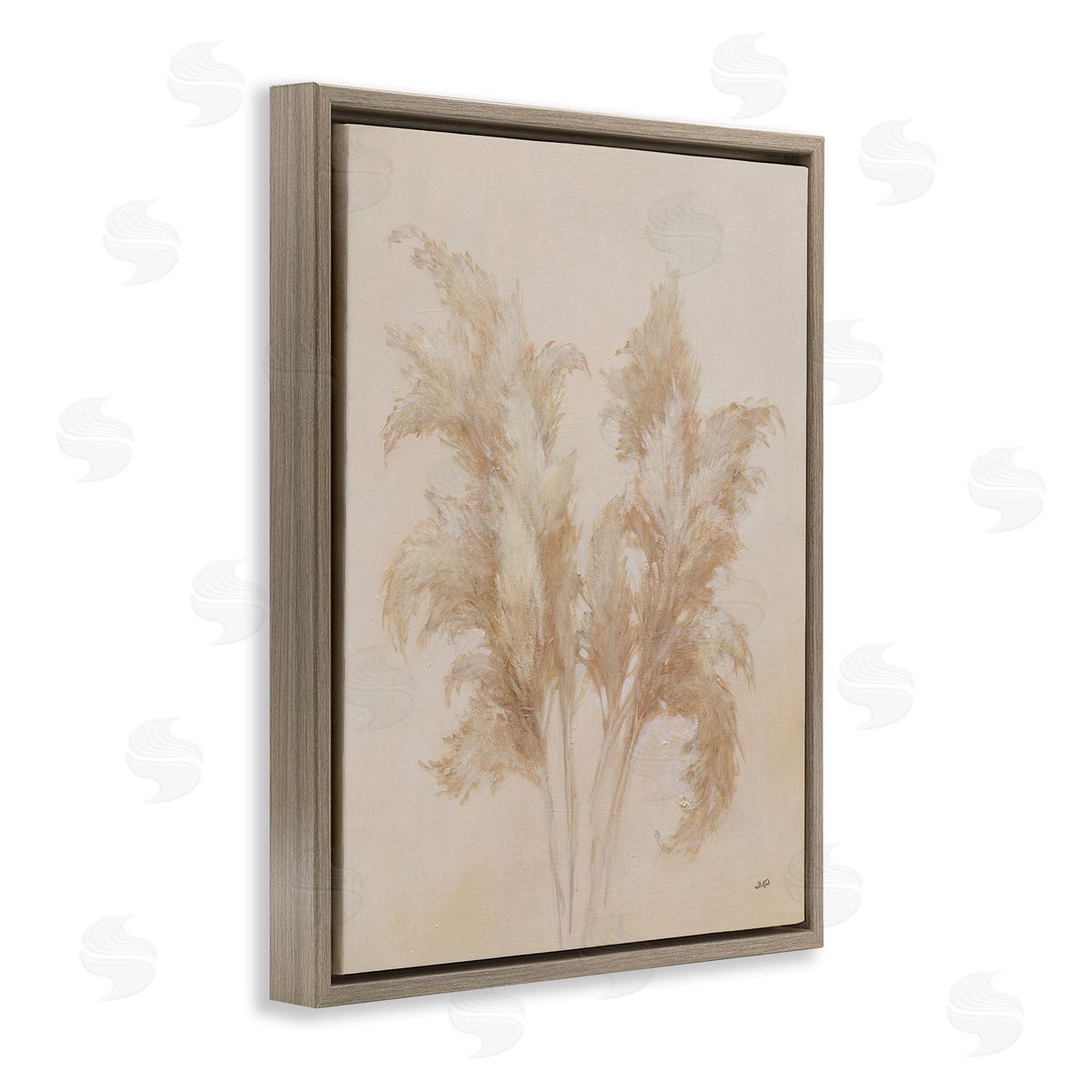 Julia Purinton Traditional Pampas Grass Brown Floating Frame Canvas Wall Art Print