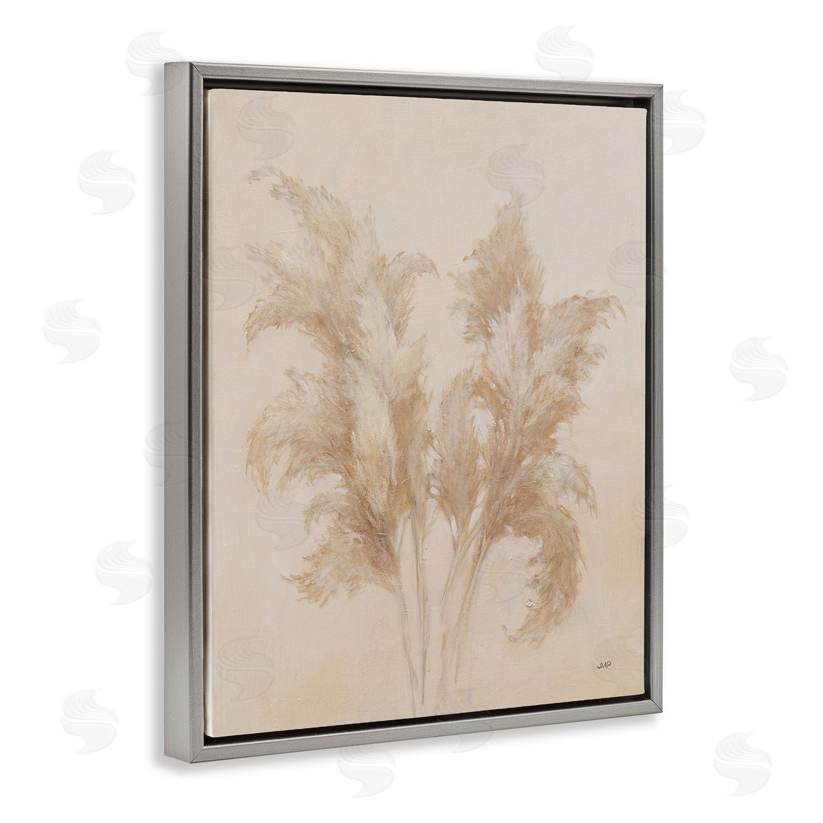 Julia Purinton Traditional Pampas Grass Gray Floating Frame Canvas Wall Art Print