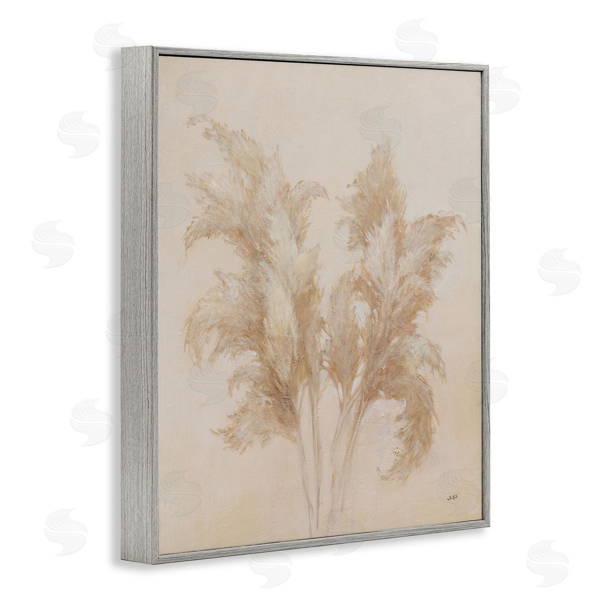 Julia Purinton Traditional Pampas Grass Gray Framed Giclee Wall Art Print