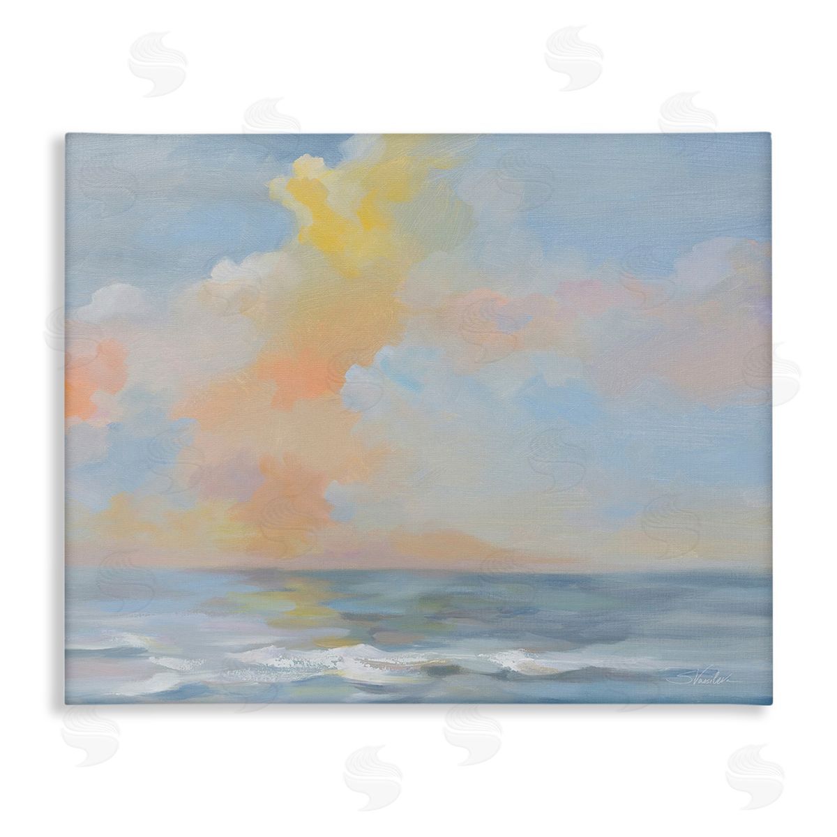 Silvia Vassileva Sea & Pastel Clouds Canvas Wall Art Print