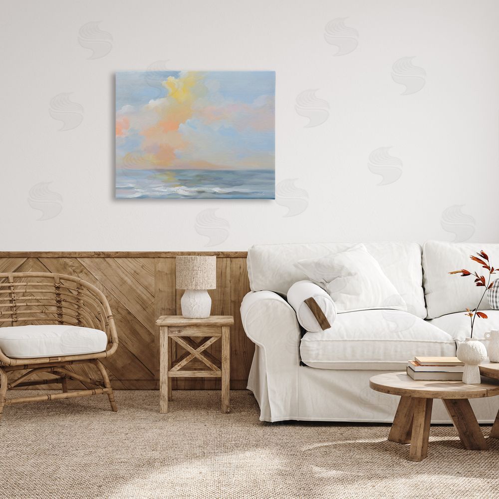 Silvia Vassileva Sea & Pastel Clouds Canvas Wall Art Print in Room