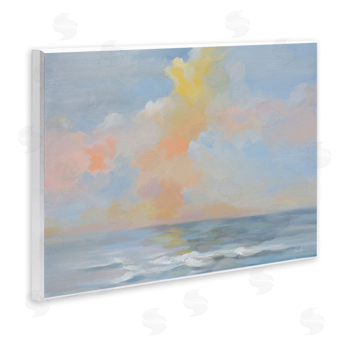 Silvia Vassileva Sea & Pastel Clouds Wooden Wall Plaque Art Print