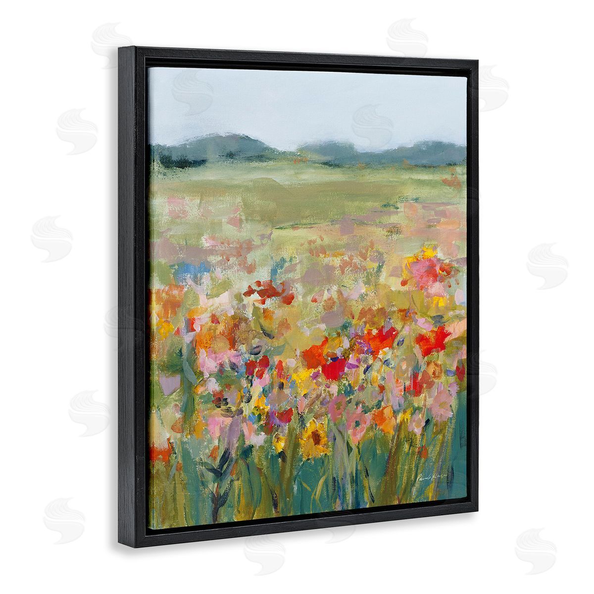 Pamela Munger Vivid Flower Meadow Black Floating Frame Canvas Wall Art Print