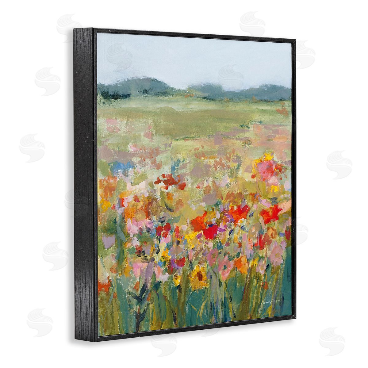 Pamela Munger Vivid Flower Meadow Black Framed Giclee Wall Art Print