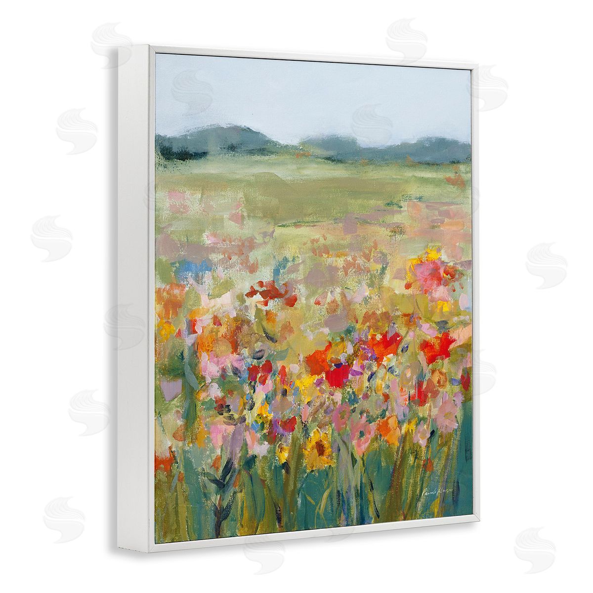 Pamela Munger Vivid Flower Meadow White Framed Giclee Wall Art Print