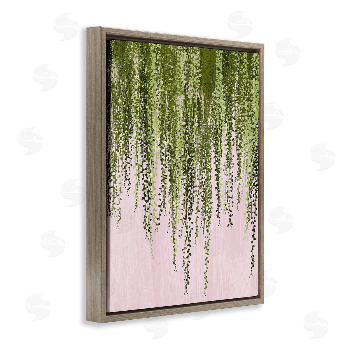 Grace Popp Willow Leaves on Pink Brown Floating Frame Canvas Wall Art Print