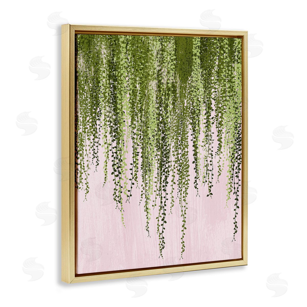 Grace Popp Willow Leaves on Pink Gold Floating Frame Canvas Wall Art Print