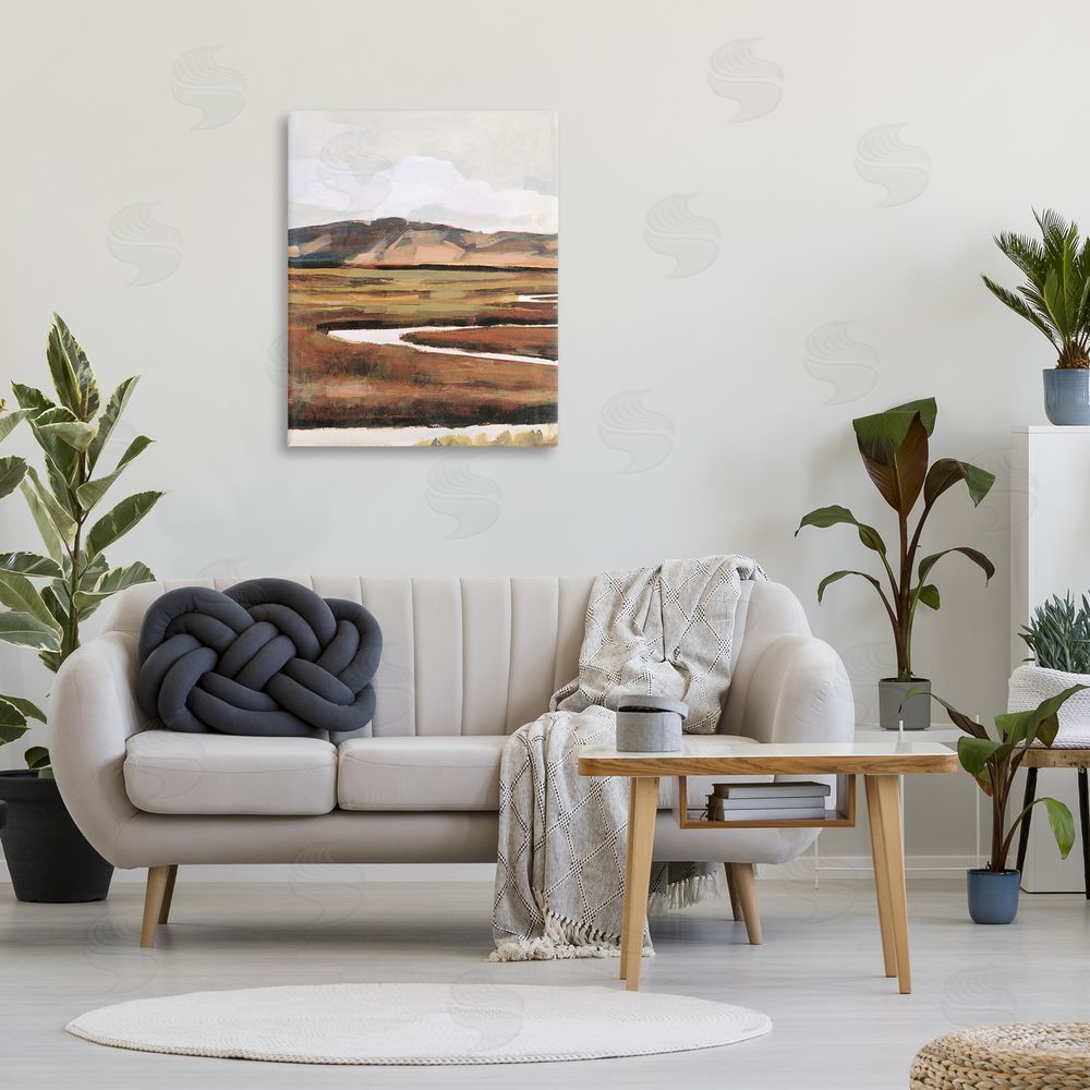 Victoria Borges Winding River Landscape Canvas Wall Art Print in Room