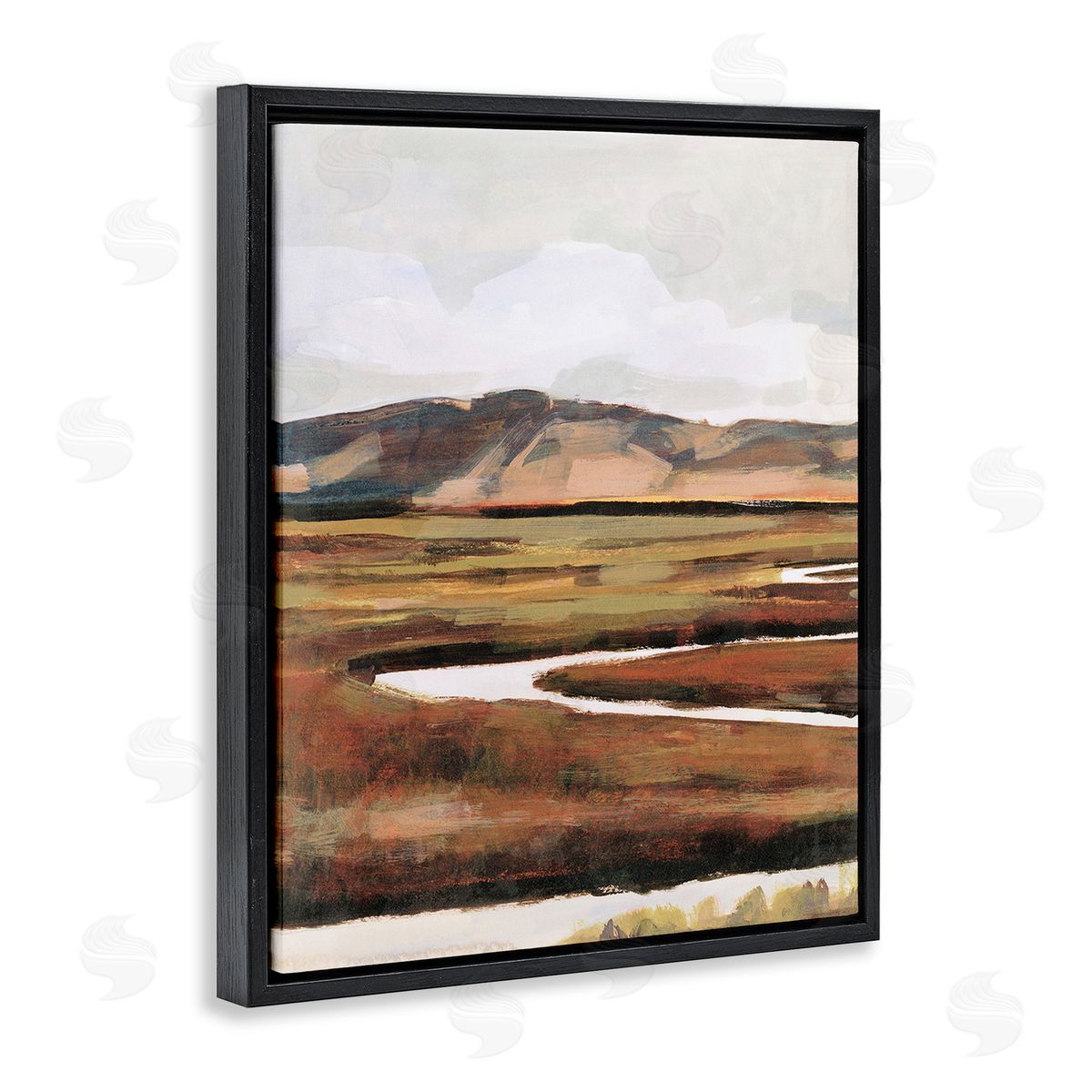 Victoria Borges Winding River Landscape Black Floating Frame Canvas Wall Art Print
